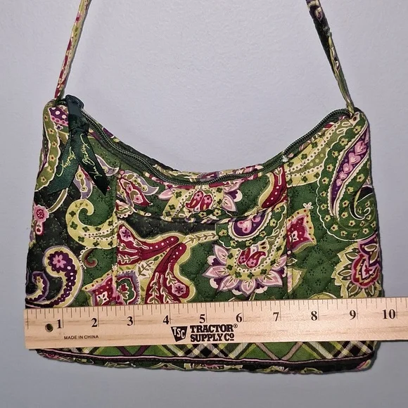 💚 Vera Bradley quilted small purse in green paisley and plaid pattern - Picture 8 of 11